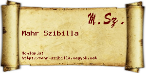 Mahr Szibilla névjegykártya